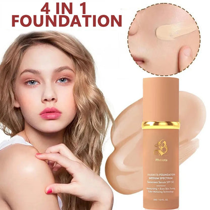 4-in-1 Foundation Liquid SPF 50+ Full Coverage Concealer Long-lasting Waterproof  Professional Concealing Face Dark Circle